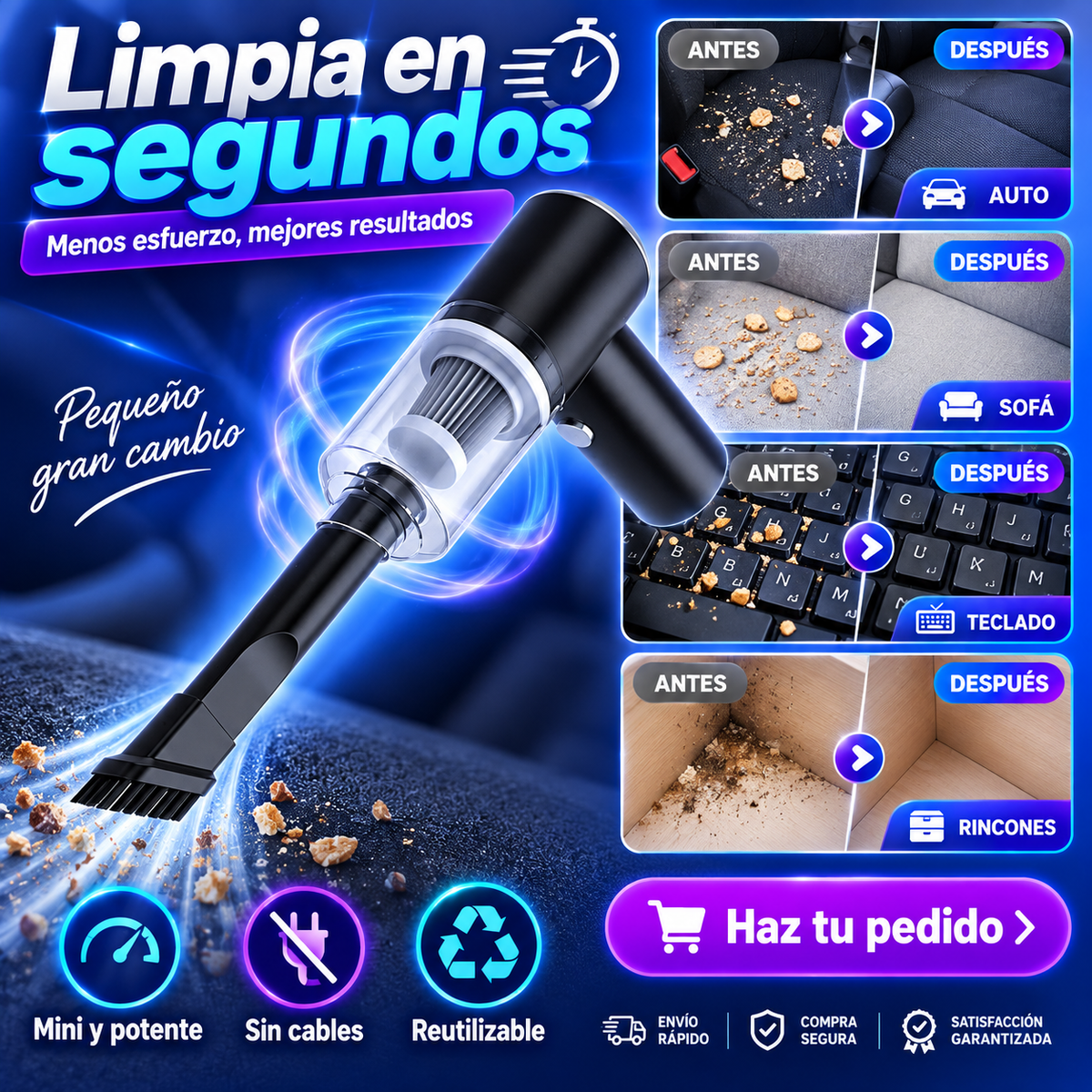 ASPIRADORA PORTATIL TURBOCLEAN PRO + ENVIO GRATIS